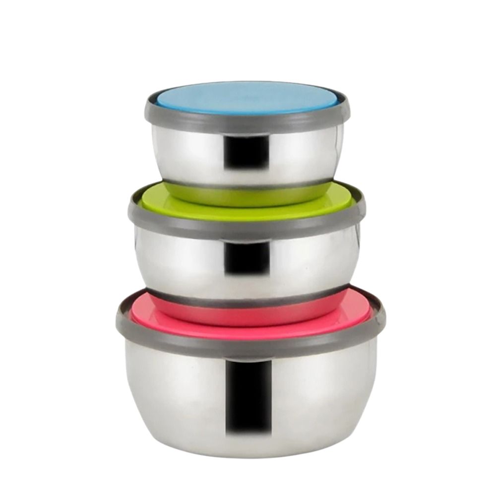 Juego de 3 Tazones con tapa Recipiente Contenedor