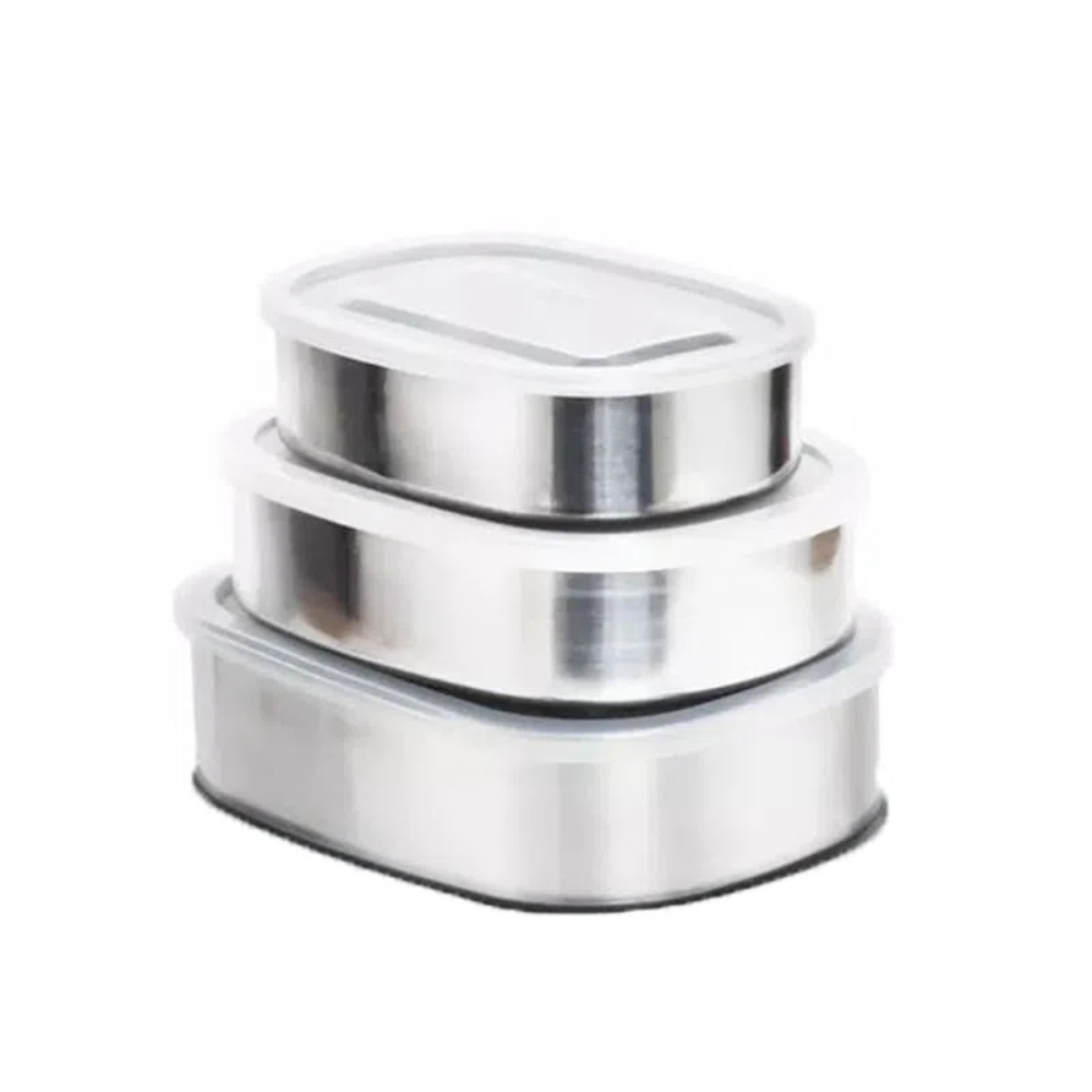 Set de 3 Mini Bolws de Acero Inoxidable con tapa Protect fresh box