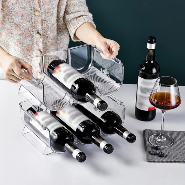Soporte organizador de plástico para botellas de agua y refrigerador - Imagen 3
