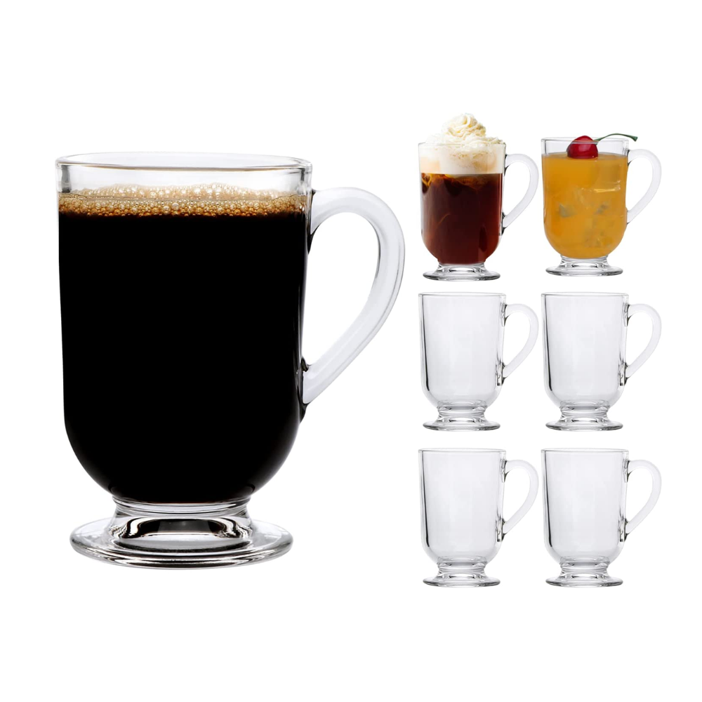 Juego de 6 Tazas de Vidrio para Café 350 ml