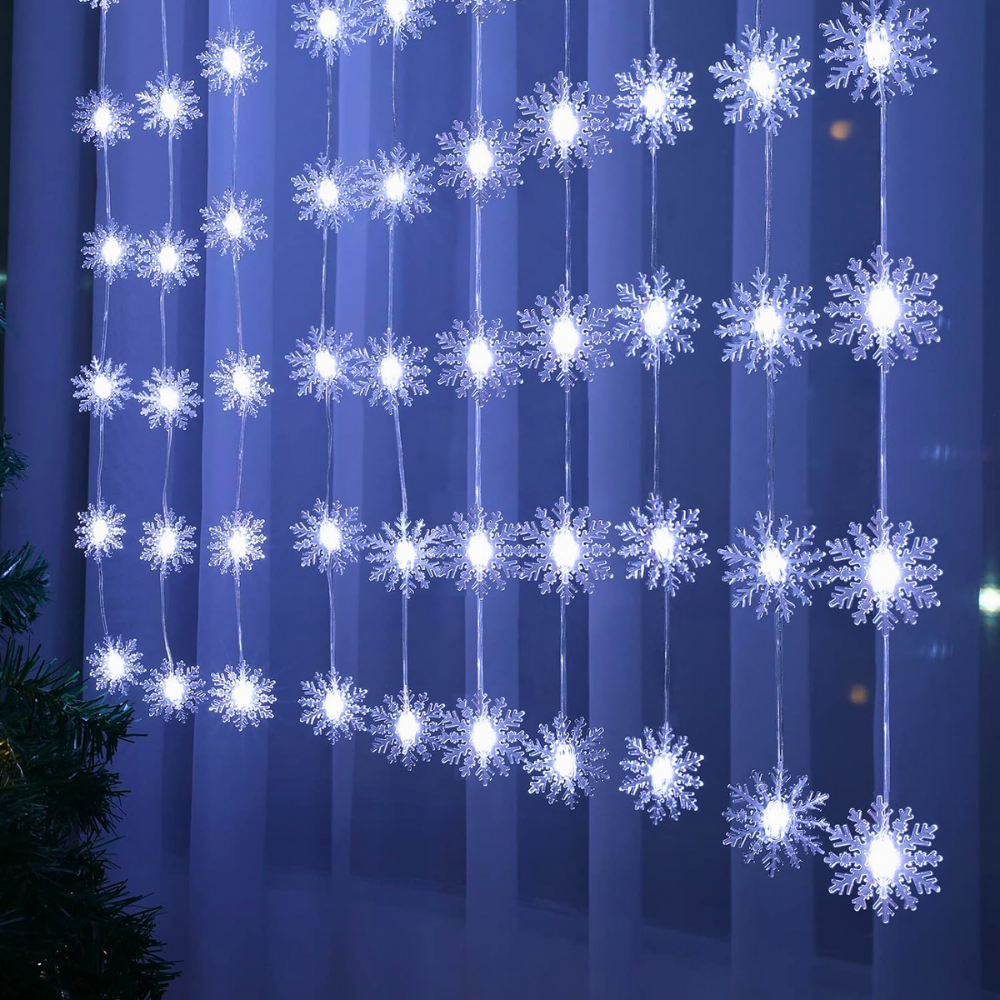 Luces Led Copo de Nieve Guirnalda de Decoración Navidad