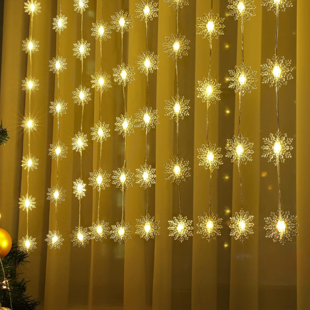 Luces Led Copo de Nieve Guirnalda de Decoración Navidad
