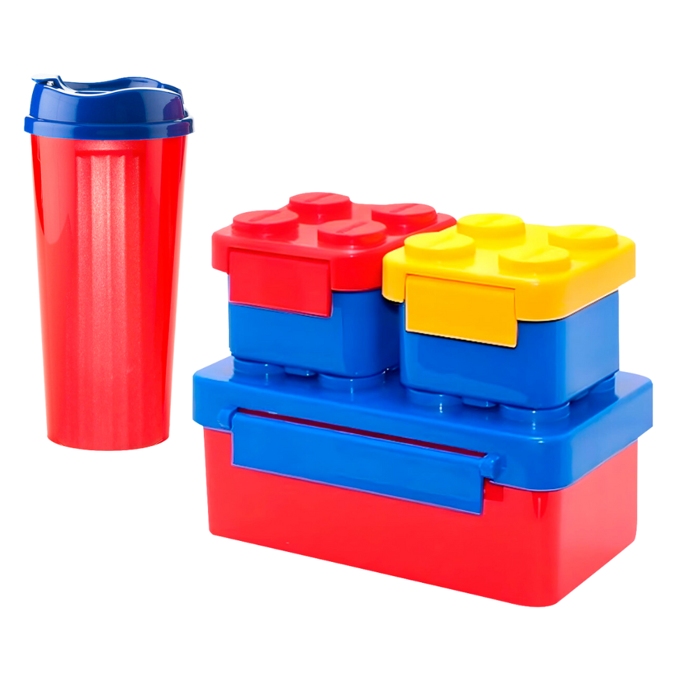 Set de 3 Contenedores de Plástico Bloques Lego más Tomatodo