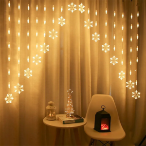 Cortina de Luz Led Copo de Nieve Guirnalda de Decoración