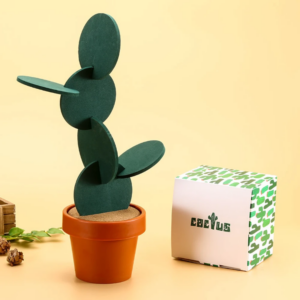 Juego de Posavasos Antideslizante con Soporte en Forma de Cactus