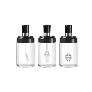 Set de 3 Condimenteros con cuchara de Especias Frasco de Vidrio