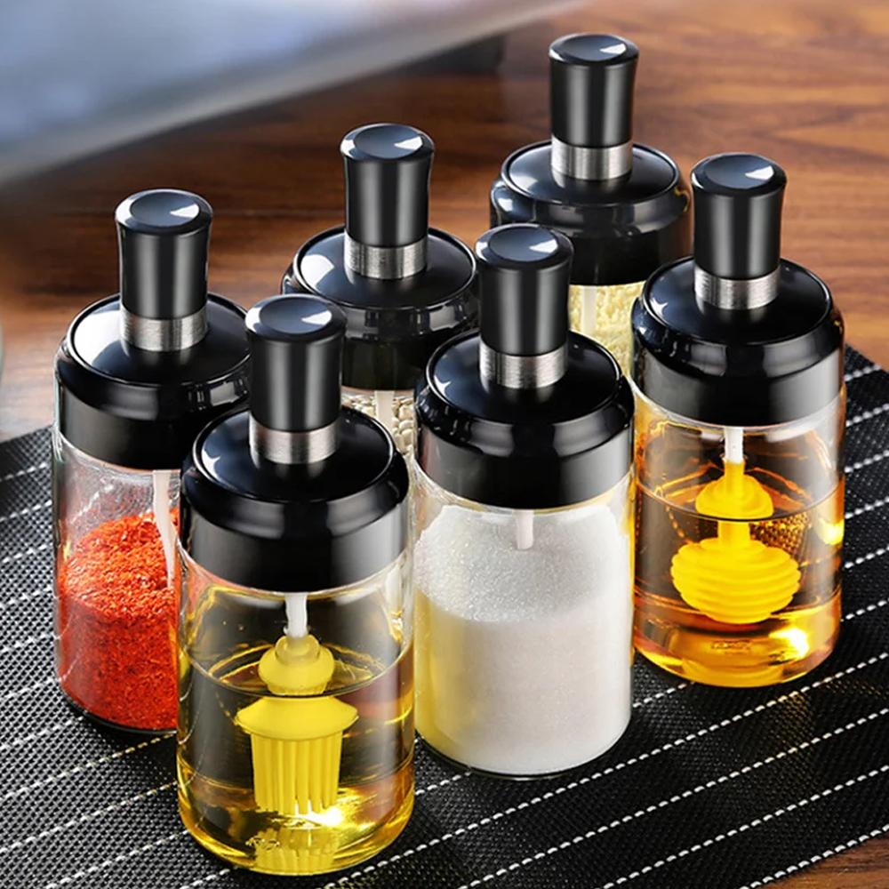 Set de 3 Condimenteros con cuchara de Especias Frasco de Vidrio - Imagen 2