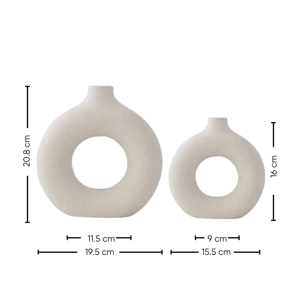 Juego de 2 Floreros de Cerámica Blanca para Decoración