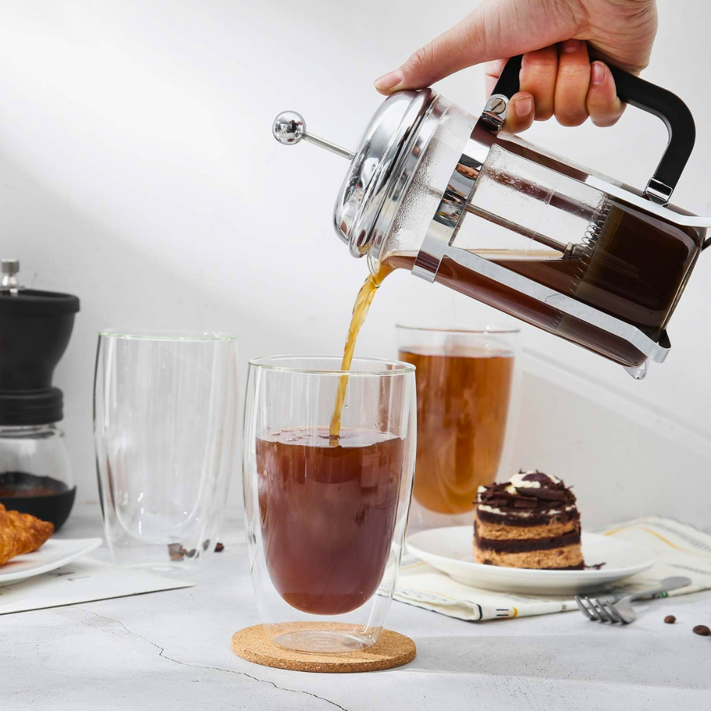 Set de 2 Vasos Doble Pared de Vidrio 400 ml