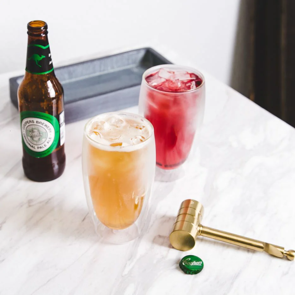 Set de 2 Vasos Doble Pared de Vidrio 400 ml