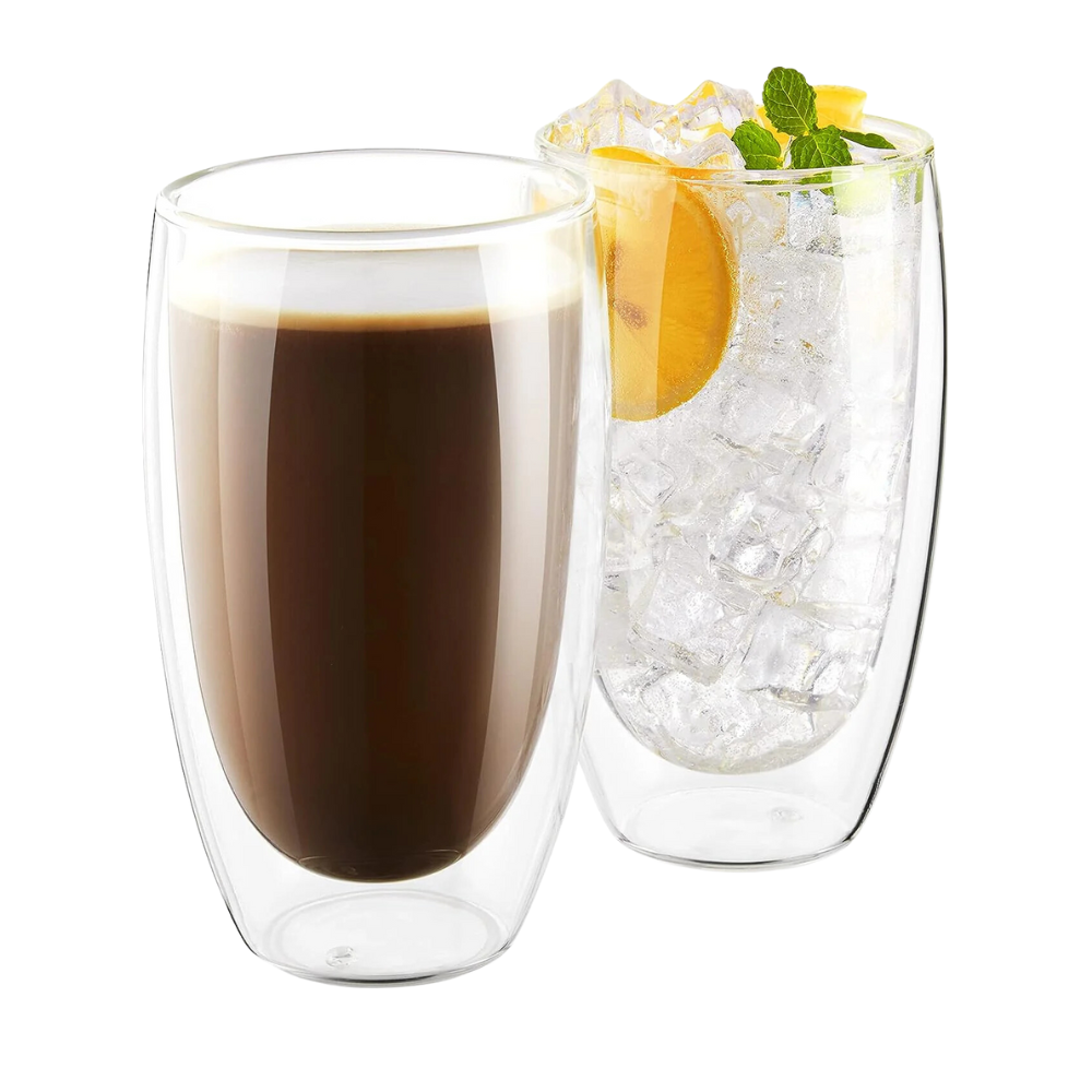 Set de 2 Vasos Doble Pared de Vidrio 400 ml