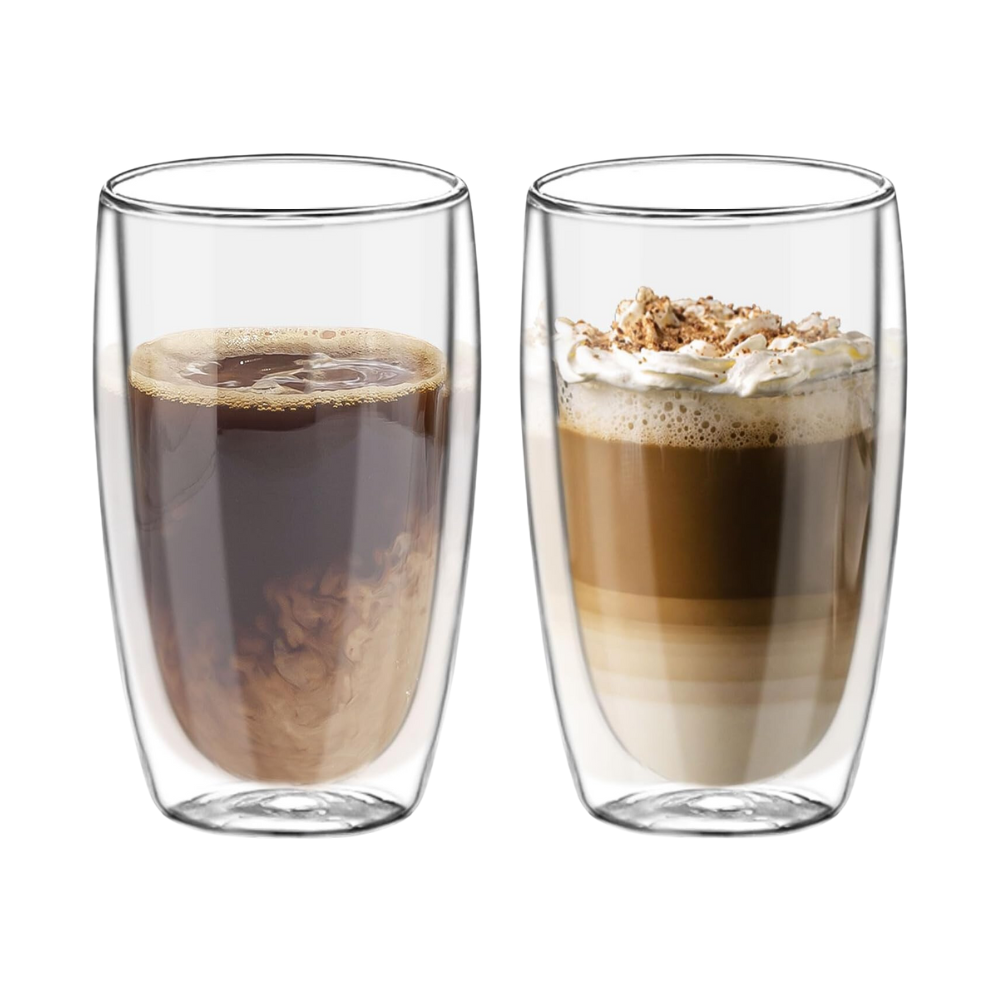 Set de 2 Vasos Doble Pared de Vidrio 400 ml