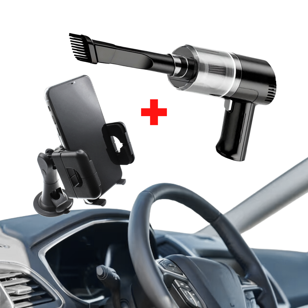 Kit CleanTech Aspiradora de Mano con Soporte para Celular 360°