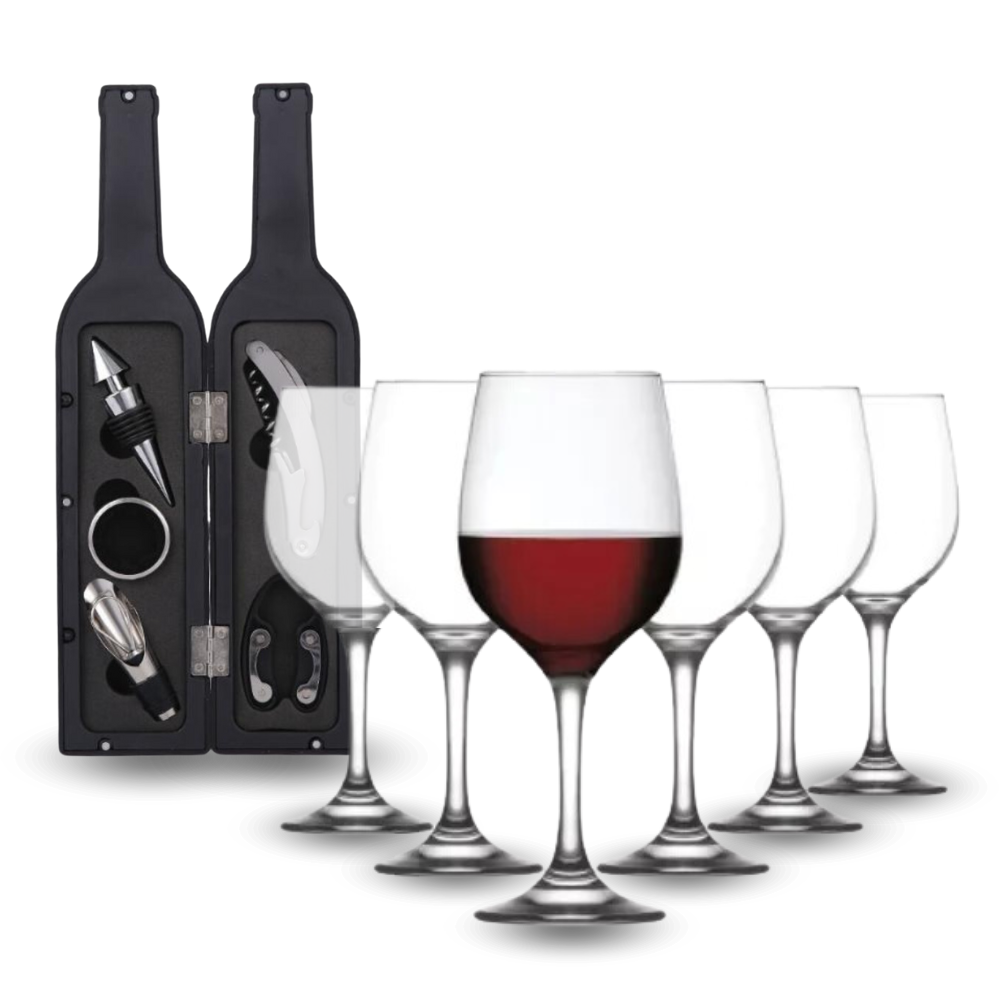 Kit para Vino Saca Corcho Copas Cherry 330ml
