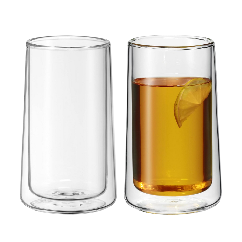 Pack de 2 vasos alto doble pared de vidrio 350 ml