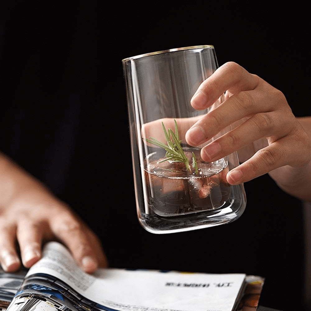 Pack de 2 vasos alto doble pared de vidrio 350 ml - Imagen 4