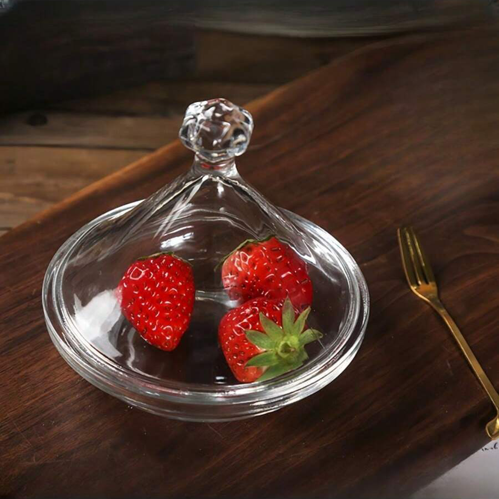 Plato de Vidrio para Dulces con Tapa Forma de Gota - Imagen 2