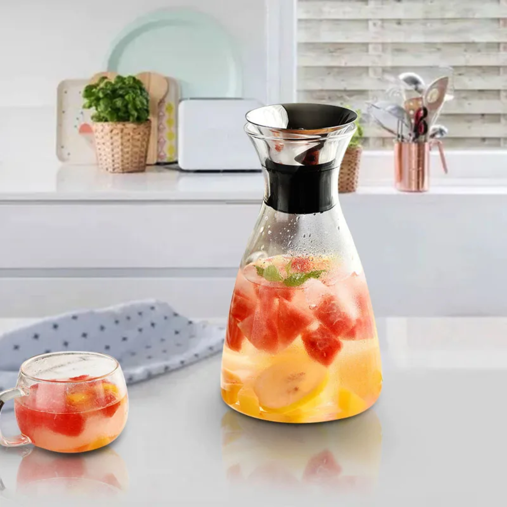 Jarra de Vidrio Base Ancha Recta con Tapa Acero Hermética 1500ml - Imagen 3