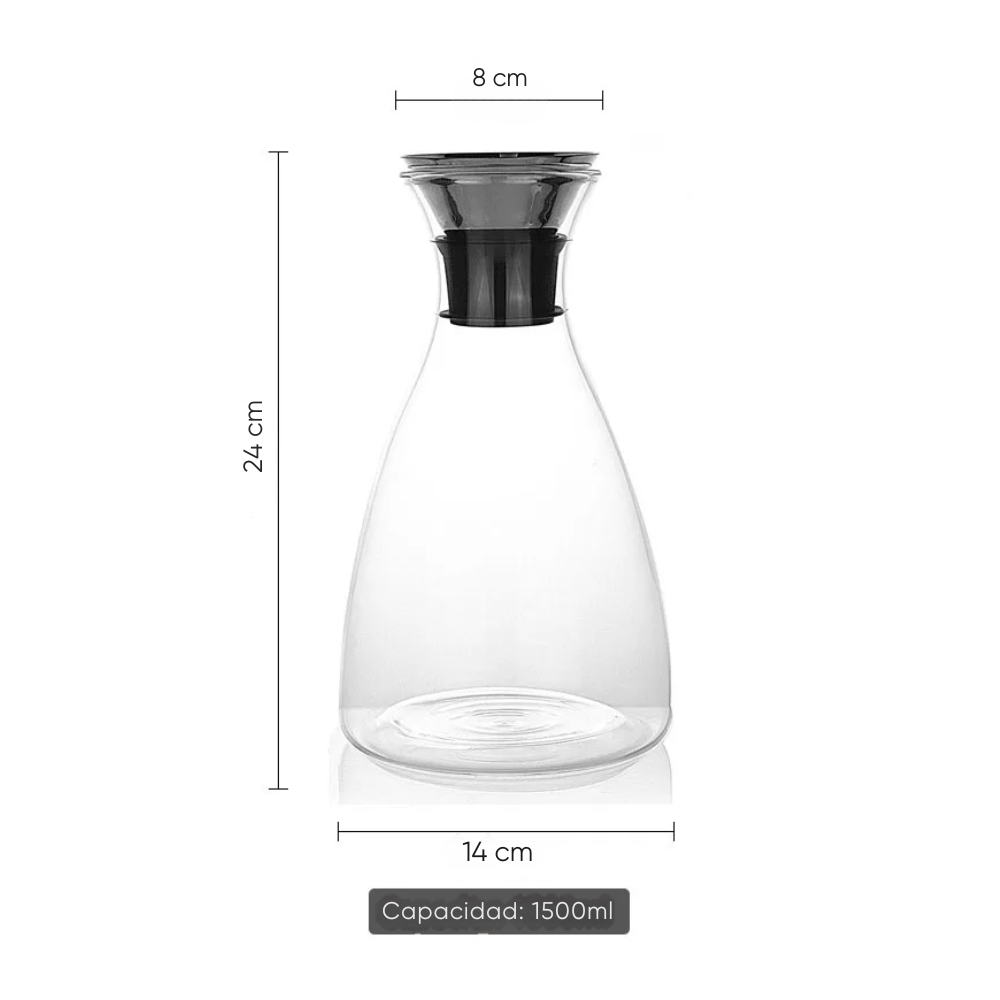 Jarra de Vidrio Base Ancha Recta con Tapa Acero Hermética 1500ml - Imagen 8