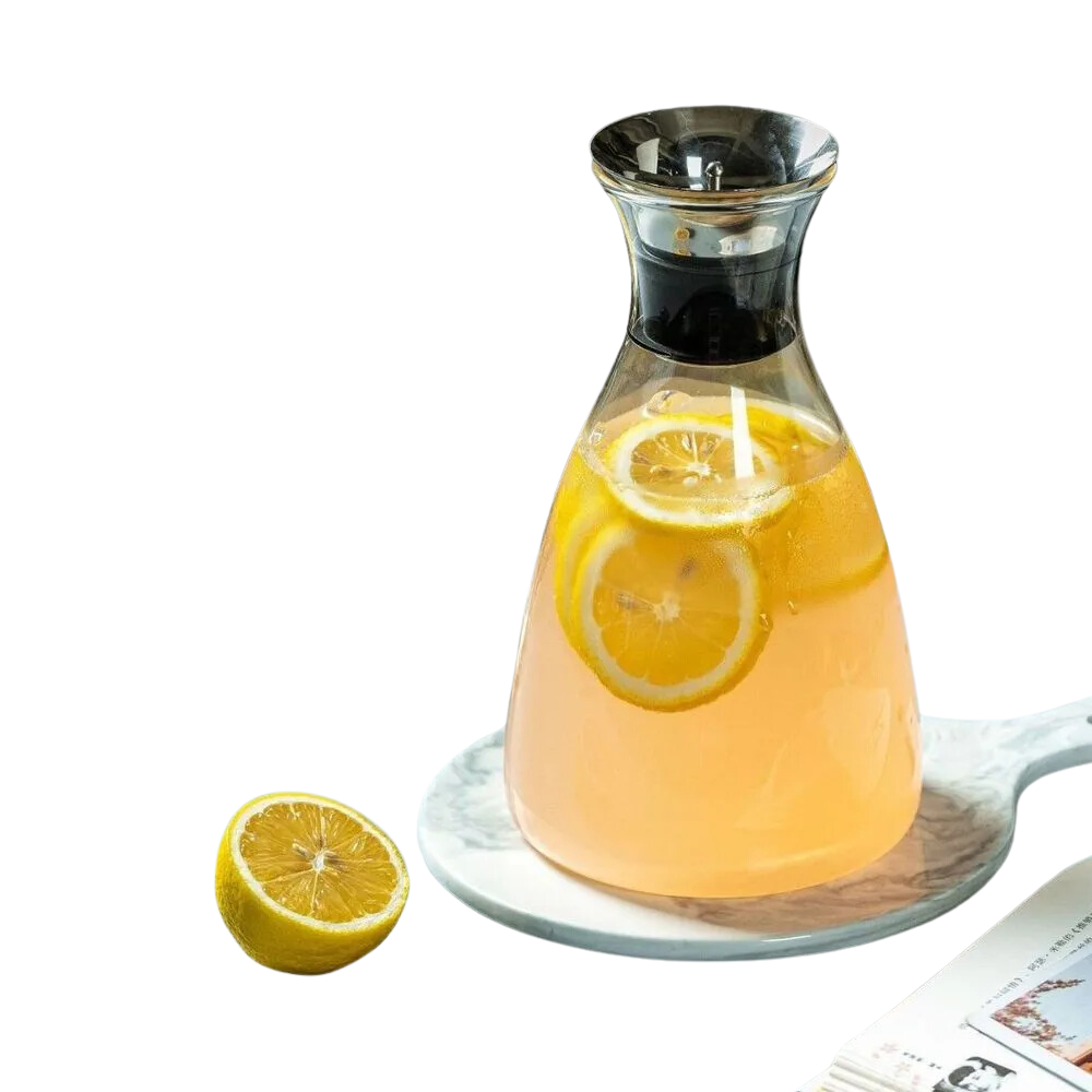 Jarra de Vidrio Base Ancha Recta con Tapa Acero Hermética 1500ml