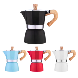 Cafetera Italiana con Mango de Madera y Aluminio 150 ml