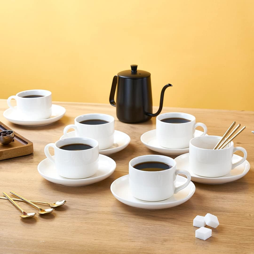 Set de 6 tazas más plato de cerámica para té - Imagen 2