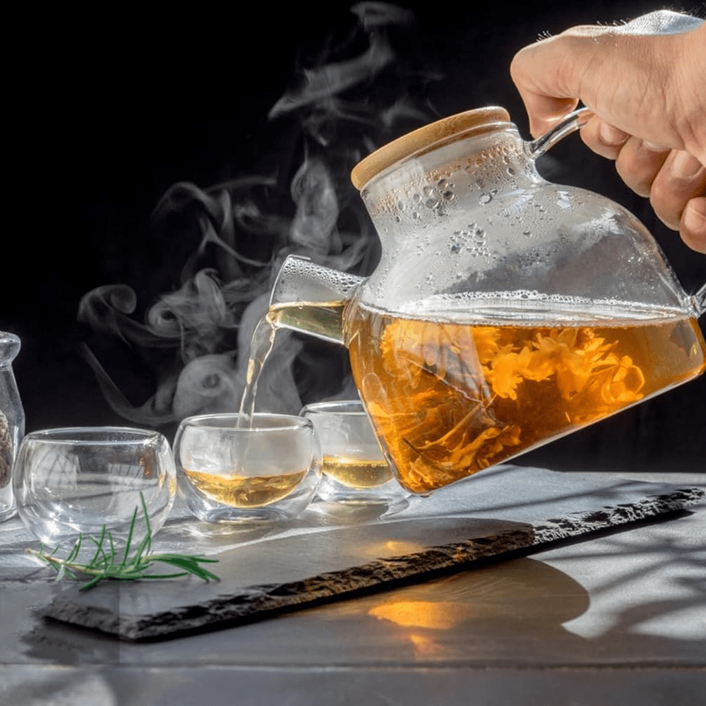 Tetera Recta de Vidrio con Tapa de Bambú 1000 ml - Imagen 10