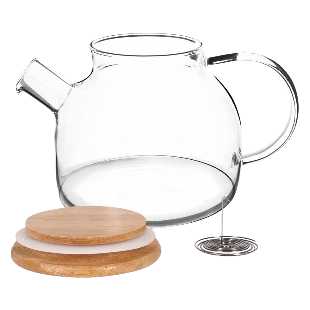 Tetera Recta de Vidrio con Tapa de Bambú 1000 ml - Imagen 13