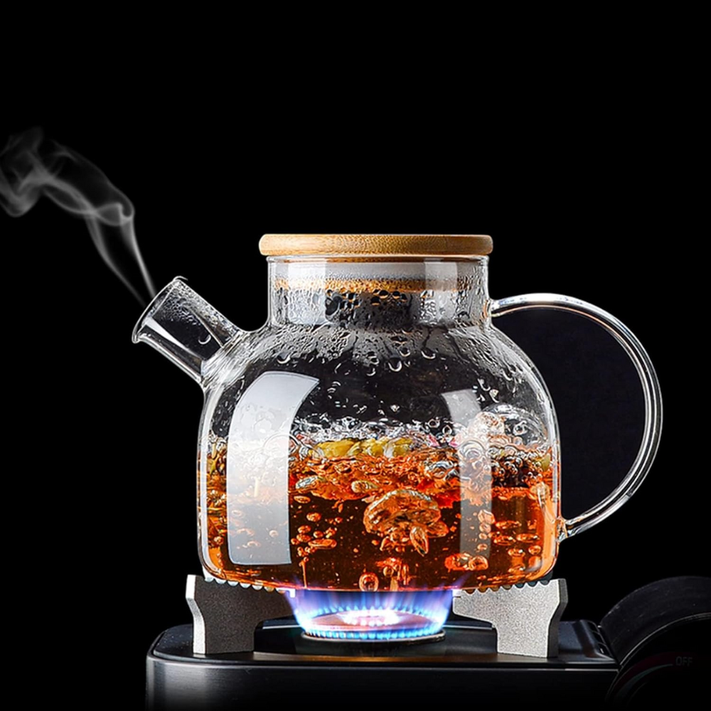 Tetera Recta de Vidrio con Tapa de Bambú 1000 ml - Imagen 7