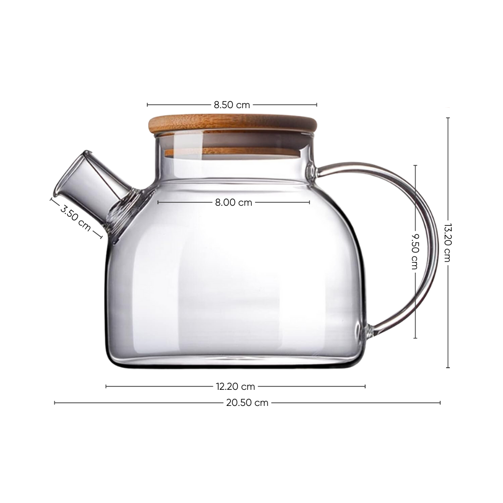 Tetera Recta de Vidrio con Tapa de Bambú 1000 ml - Imagen 15