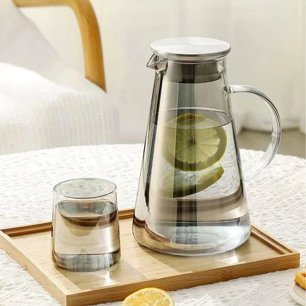 Set Jarra con 6 Vasos de Vidrio Color Gris - Imagen 3