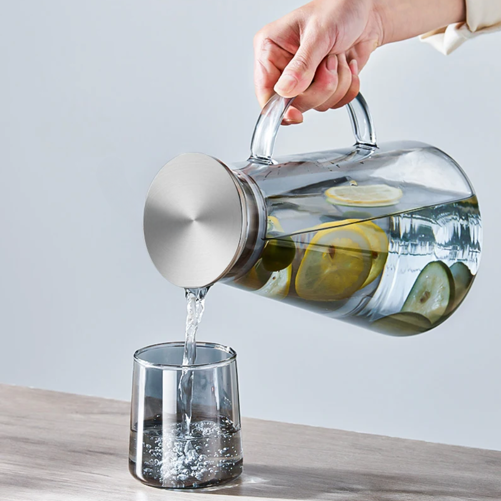 Set Jarra con 6 Vasos de Vidrio Color Gris - Imagen 4