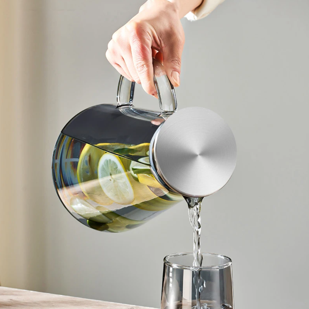 Set Jarra con 6 Vasos de Vidrio Color Gris - Imagen 5