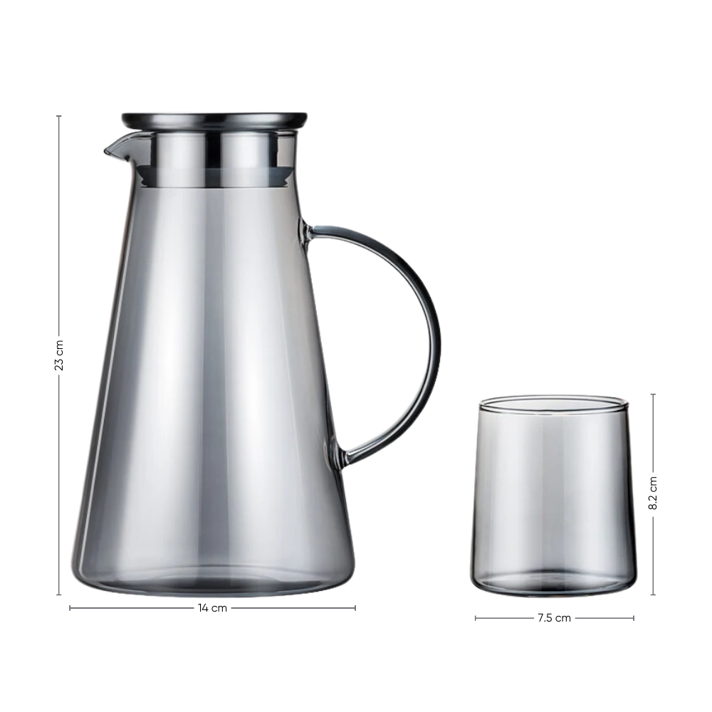 Set Jarra con 6 Vasos de Vidrio Color Gris - Imagen 11