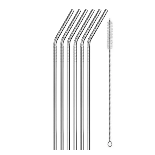 Set de 6 Sorbetes de Acero Inoxidable con Cepillo Limpiador