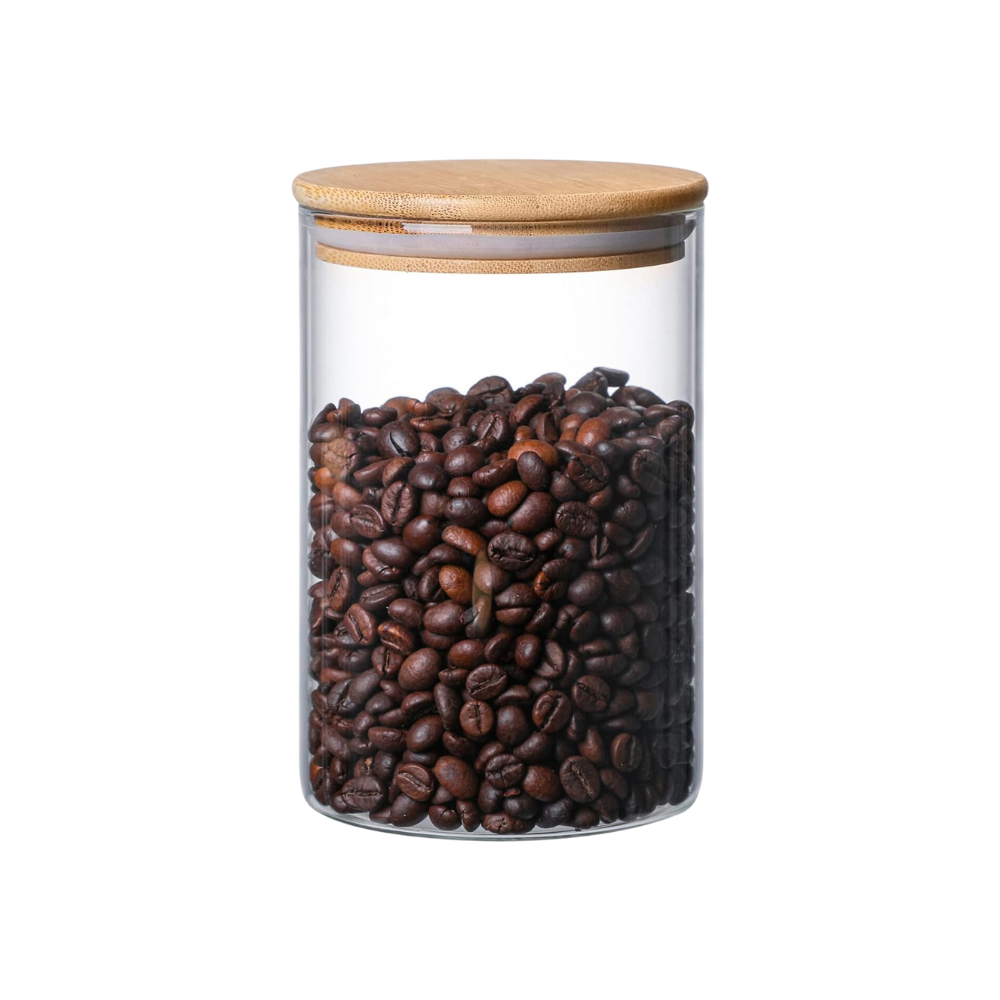 Frasco de Vidrio Borosilicato con Tapa de Bambú 450 ml