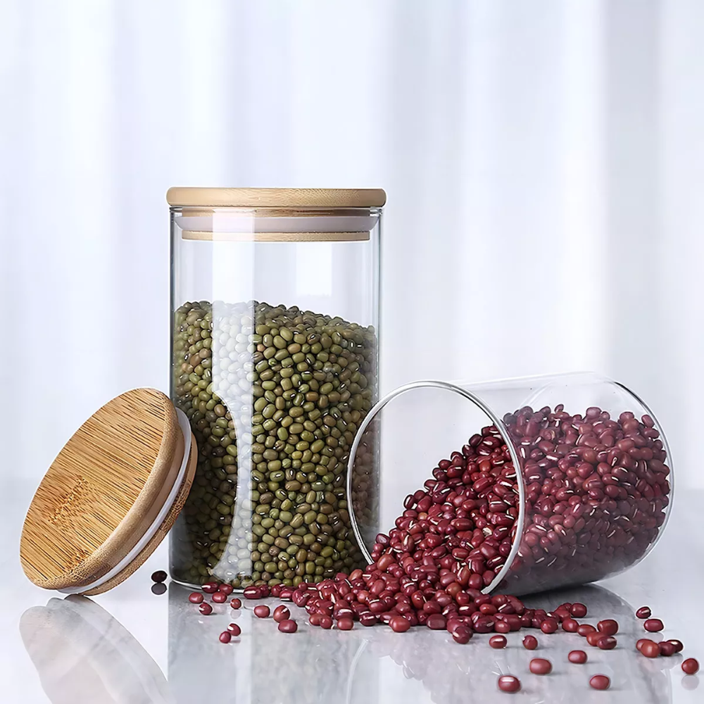 Frasco de Vidrio Borosilicato con Tapa de Bambú 550 ml - Imagen 2