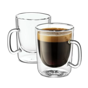 Pack de 2 Tazas Alta Recta Doble Pared de Vidrio 90 ml