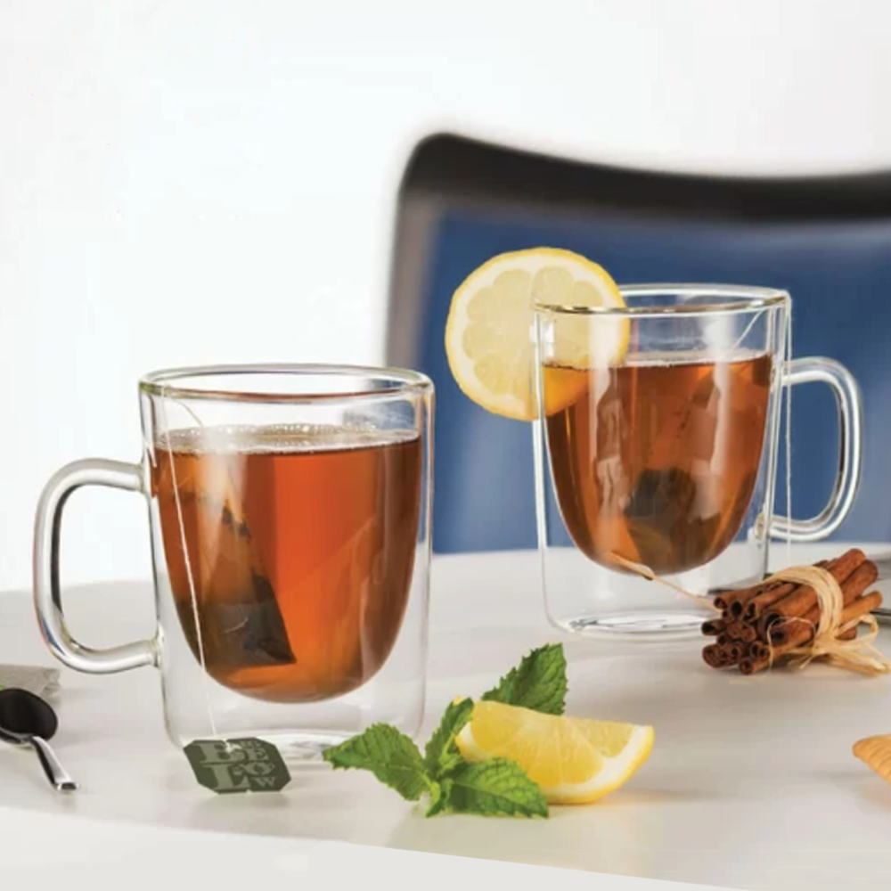 Pack de 2 Tazas Alta Recta Doble Pared de Vidrio 90 ml - Imagen 2