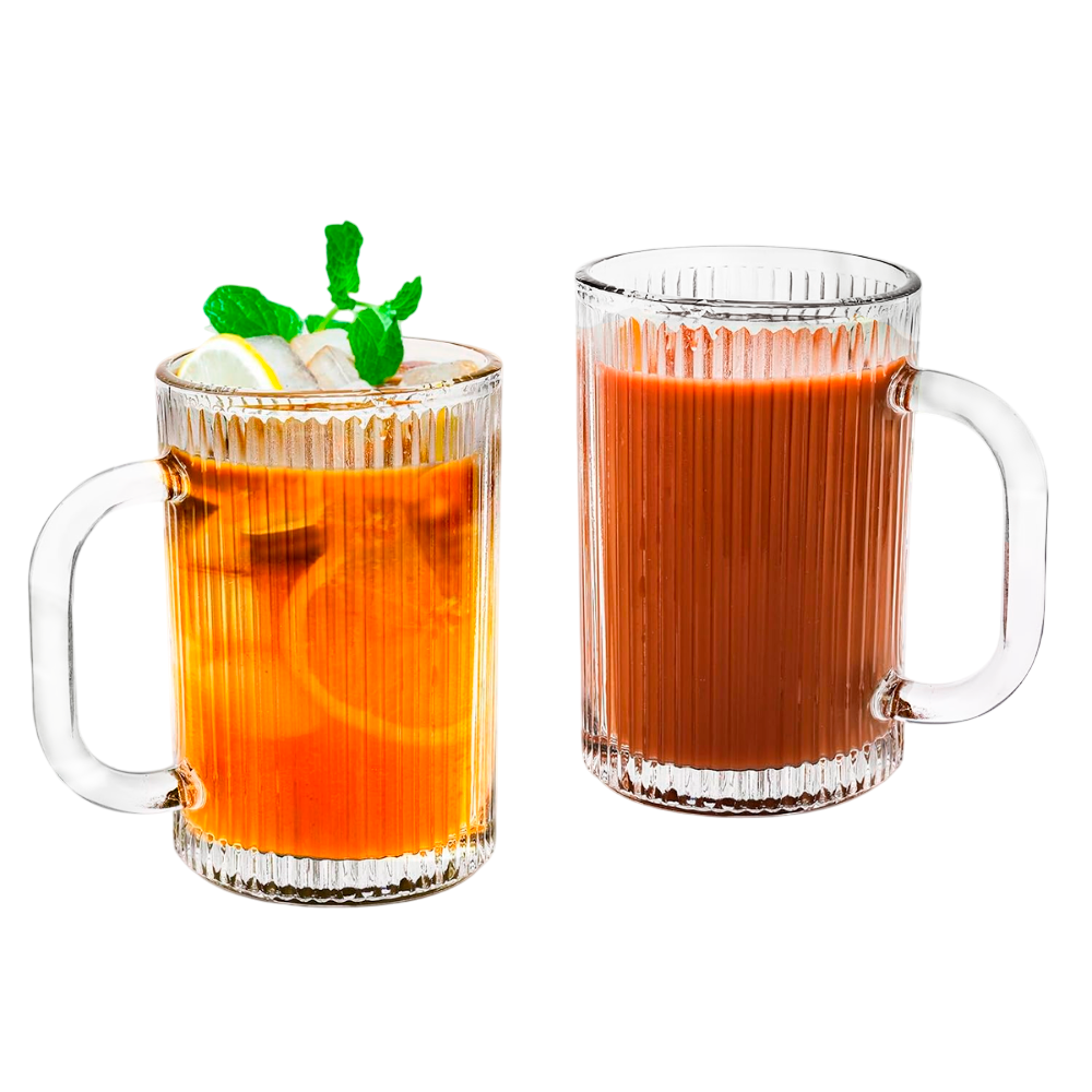 Set de 6 Tazas Acanaladas de Vidrio 310 ml