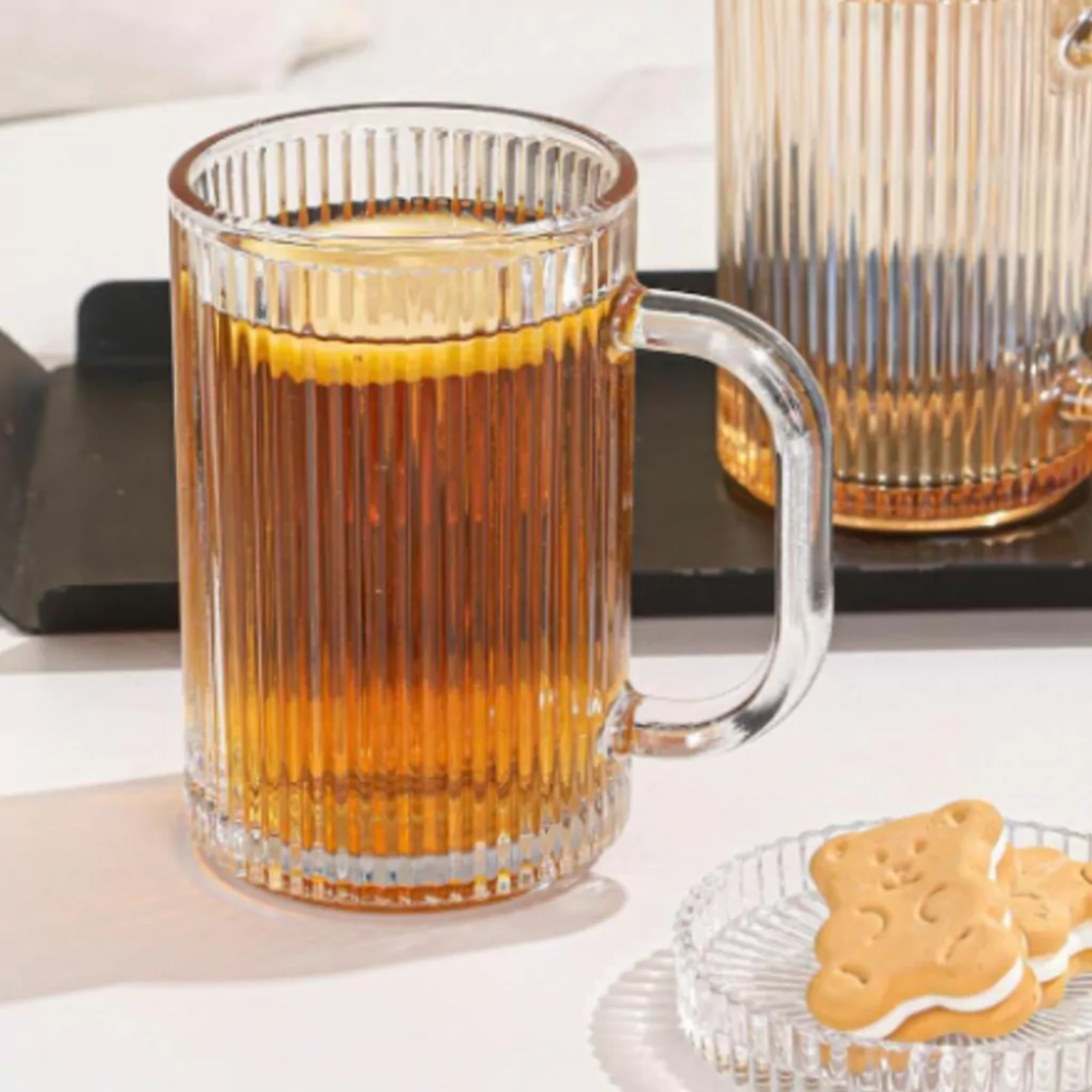Set de 6 Tazas Acanaladas de Vidrio 310 ml - Imagen 3