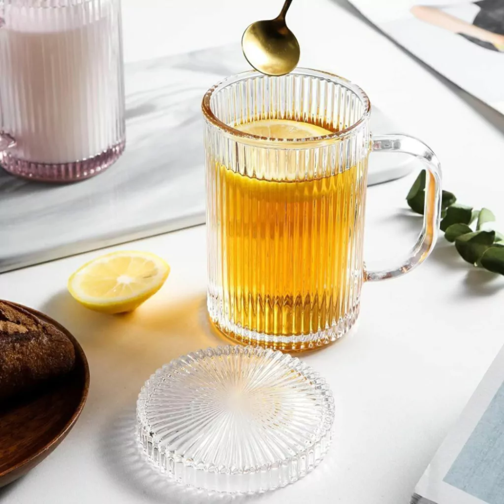 Set de 6 Tazas Acanaladas de Vidrio 310 ml - Imagen 2