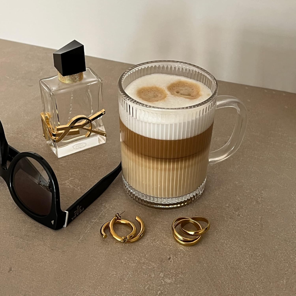 Set de 6 Tazas Acanaladas de Vidrio 310 ml - Imagen 5