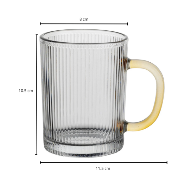 Set de 6 Tazas Acanaladas de Vidrio Asa de Colores 310 ml - Imagen 8