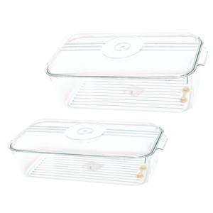 Pack de 2 Cajas de Almacenamiento para Refrigerador con Drenaje 15 cm
