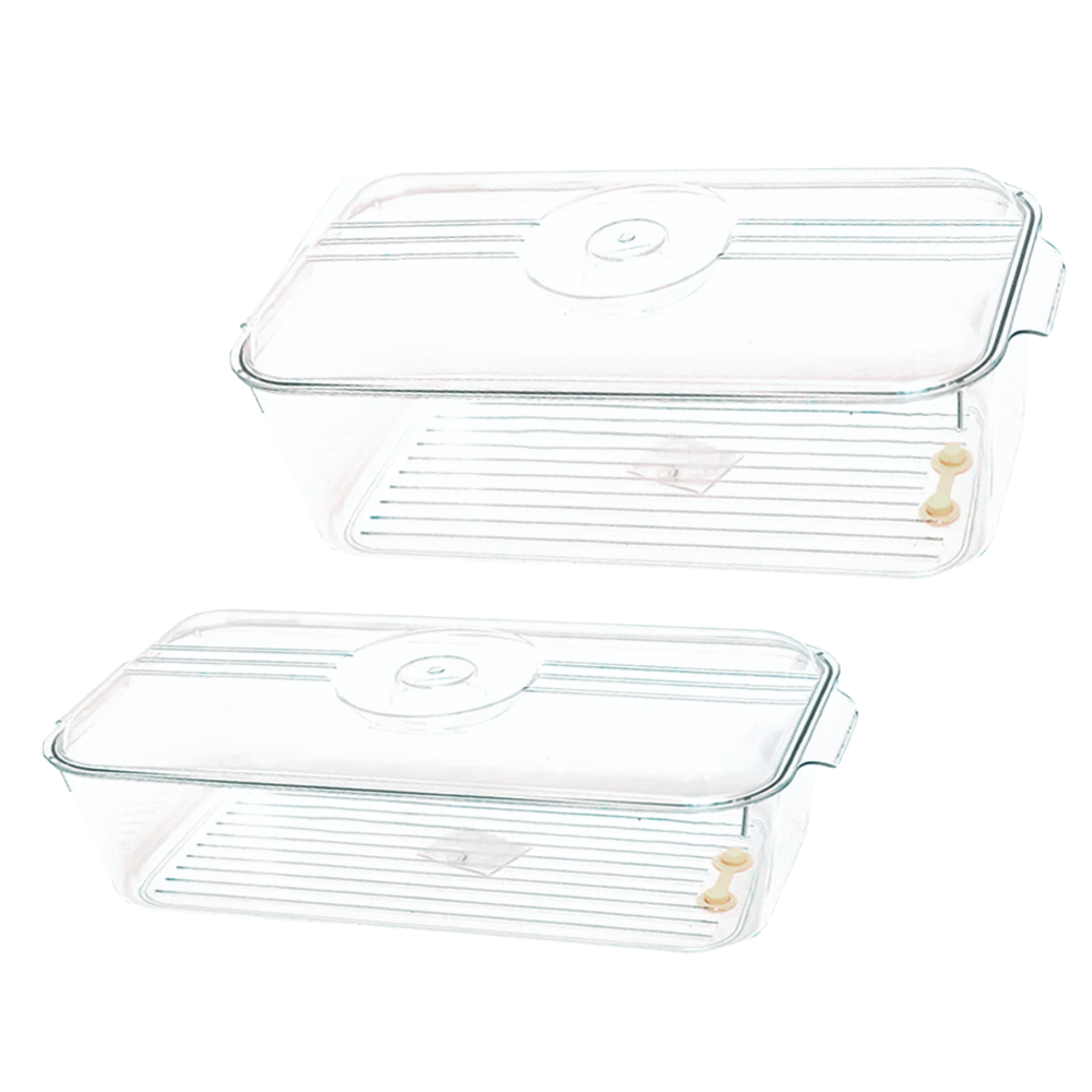 Pack de 2 Cajas de Almacenamiento para Refrigerador con Drenaje 15 cm