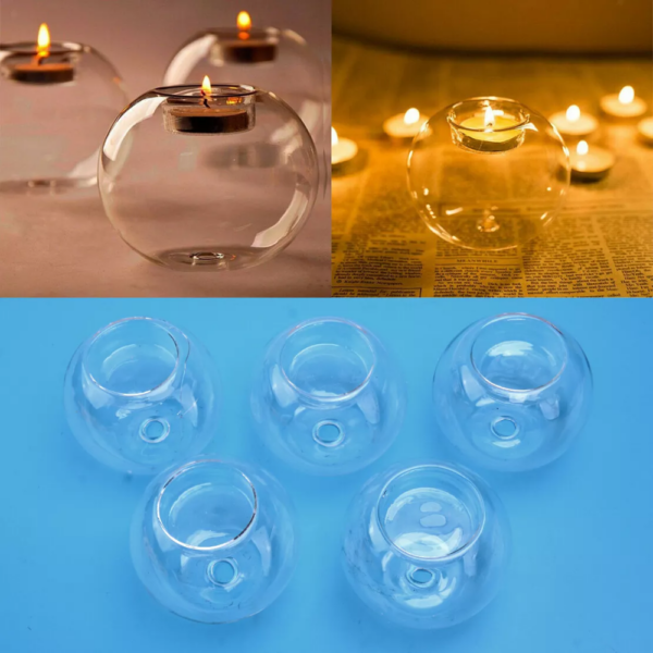 Pack de 2 Candelabros Redondo de Vidrio con Portavela - Imagen 5