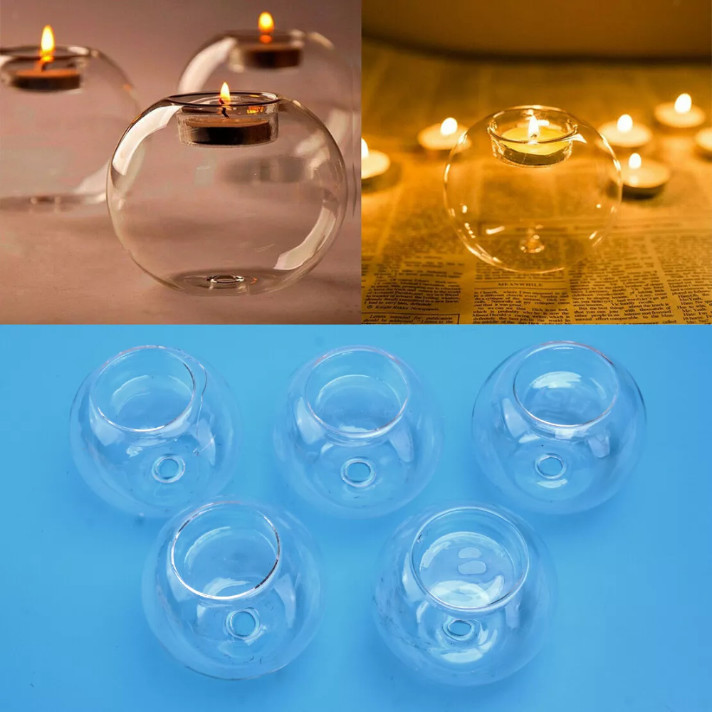 Pack de 2 Candelabros Redondo de Vidrio con Portavela - Imagen 5