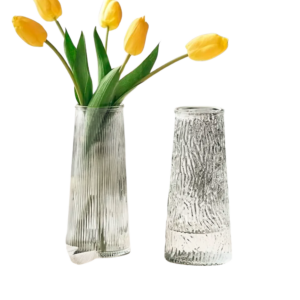 Juego de 2 Floreros Altos Diseño Labrado