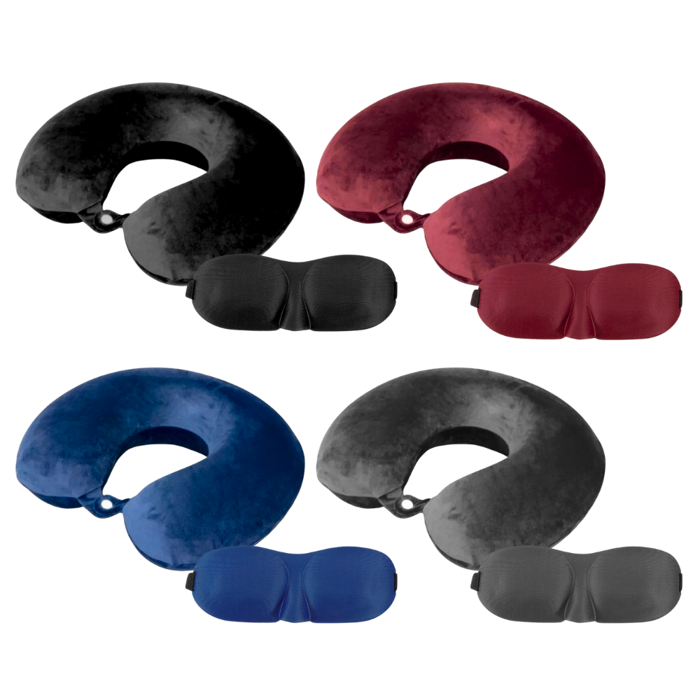 Kit de Almohada de Cuello y Antifaz para Viaje